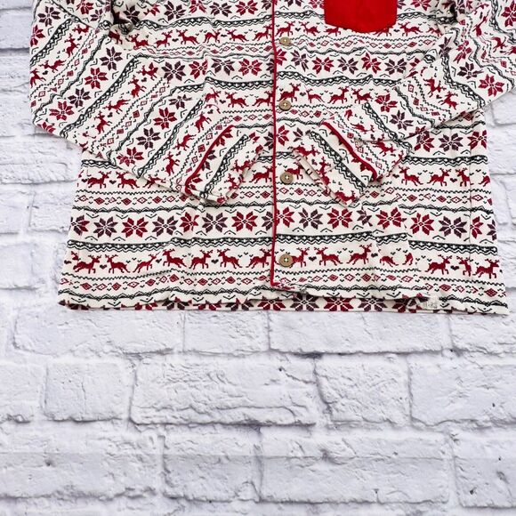 Burt's Bees Baby Pajama Shirt Large Red Green Christmas‎ Holiday Button Down - Picture 4 of 10